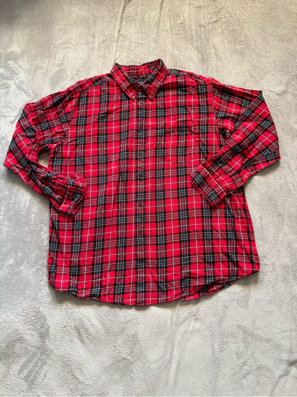 St. John’s Bay Shirt Mens 2XLT Checker Red Plaid Button Down Flannel Relaxed Fit